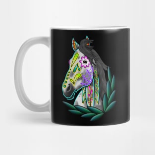 Day of the Dead Grey Appaloosa Sugar Skull Horse Mug